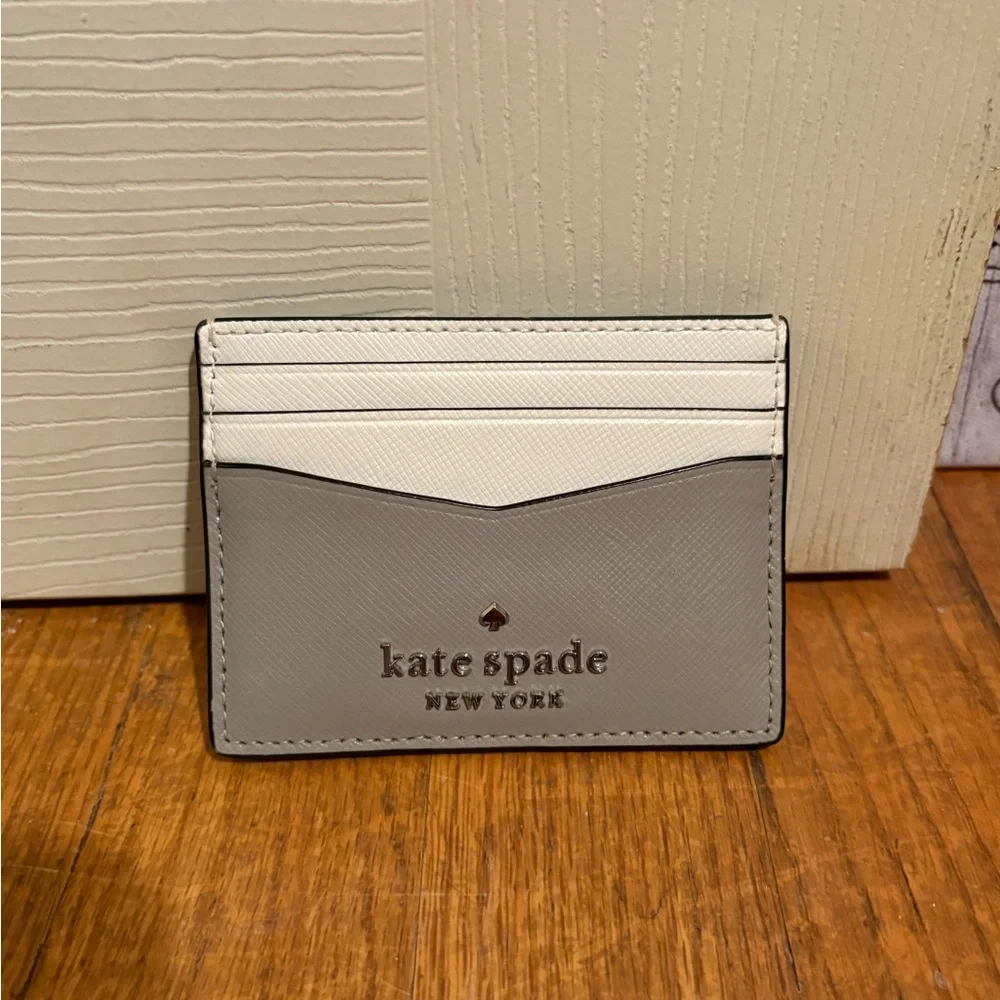 Kate Spade Gray and White Card Holder